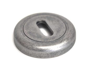 Round Escutcheon with a Radius Edge - Distressed Silver Finish