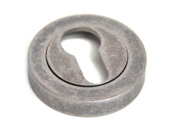 Euro Escutcheon - Distressed Silver Finish