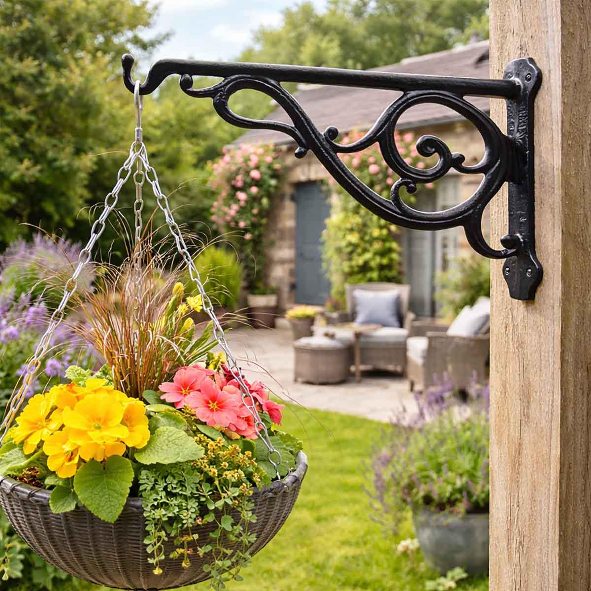 Stoneledge Extra Large Decorative Shelf Brackets – Flower Buds Design, Victorian Country Style, Set Of 2, Brown Metal