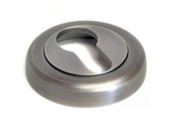 Euro Escutcheon with a Radius Edge Rose - Matt Gun Metal Finish