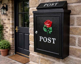 Red Rose Wall Mounted Post Box