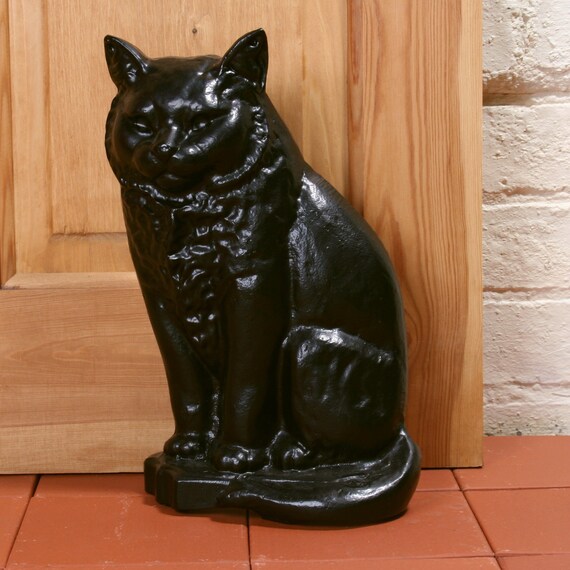 Large Cast Iron Black Cat Door Stop / Door Weight - 5KG