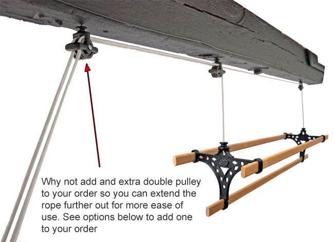 Laundry rack outlet pulley system