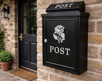 Rose Wall Mounted Post Box - Silver Finish