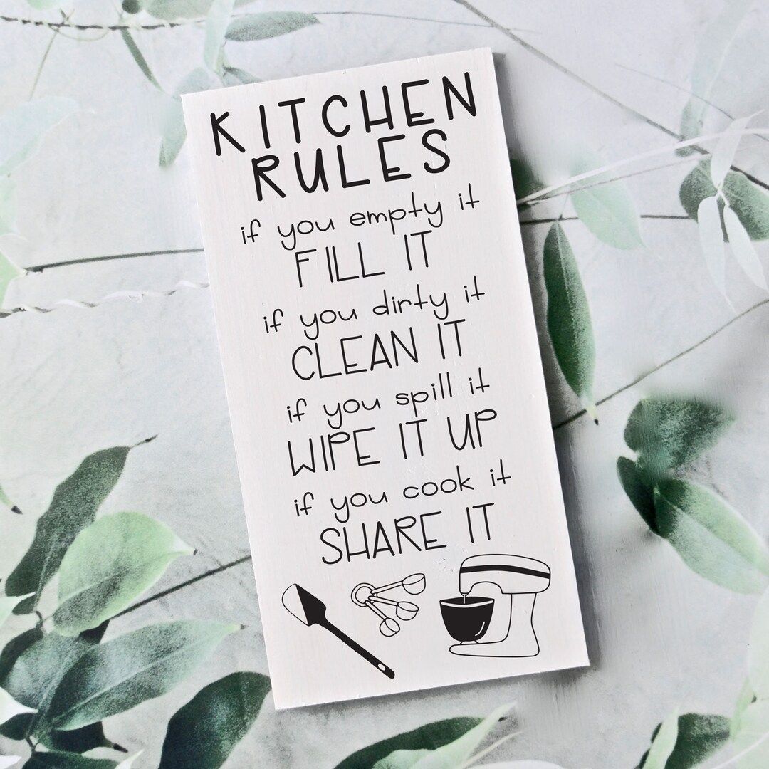 Kitchen Sign, Kitchen Rules Sign, Kitchen Wall Decor, Kitchen Decor