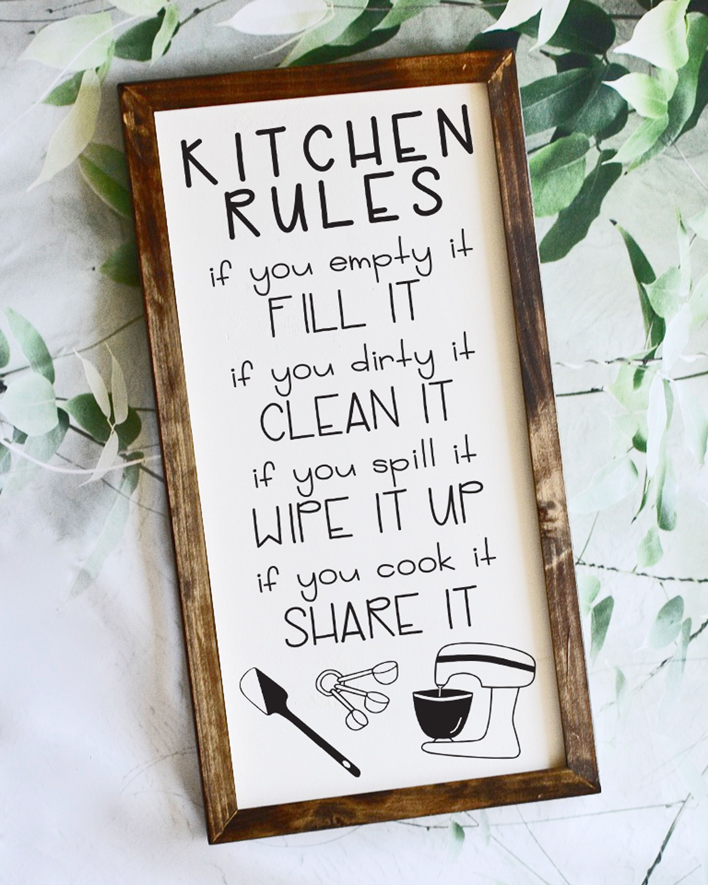 Kitchen Sign Kitchen Rules Sign Kitchen Wall Decor Kitchen Etsy