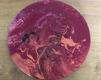 Acrylique Pouring Abstrait - Nébuleuse Pourpre