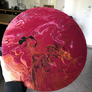 Acrylique Pouring Abstrait Nébuleuse Pourpre image 6