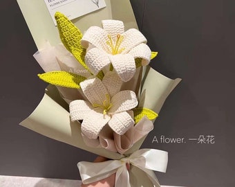 Cloud Bud Lily,Handmade Crochet Flower,Bouquet Flower,Crochet Bouquet,Handmade Cotton Yarn,Anniversary gift,Birthday Gift,Never Wither Bouqu