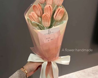 Tulip,Handmade Crochet Flower,Bouquet Flower,Crochet Bouquet,Handmade Cotton Yarn,Anniversary gift,Birthday Gift,Never Wither Bouquet