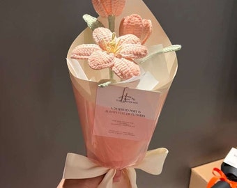 Tulip Blossom,Handmade Crochet Flower,Bouquet Flower,Crochet Bouquet,Handmade Cotton Yarn,Anniversary gift,Birthday Gift,NeverWither Bouquet