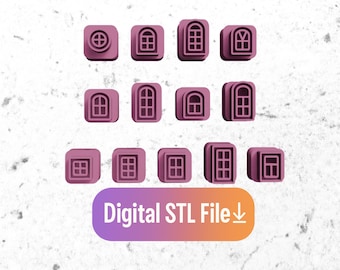 Mini Window Clay Stamps STL Files for 3D Printers (Digital Download)