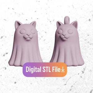 Cute Cat Ghost STL File for 3D Printing - Halloween 3D Printable Model