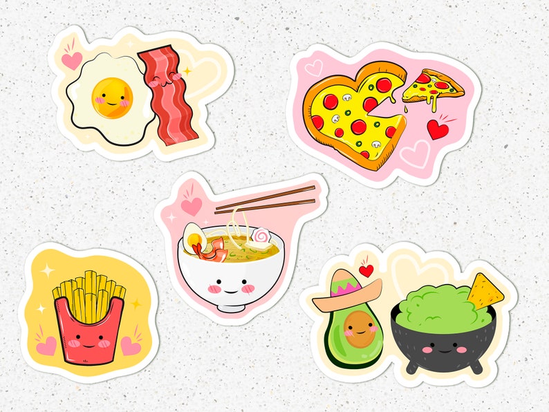 Set Of 5 Cute Laptop Vinyl Stickers Aesthetic Kawaii Sticker Etsy