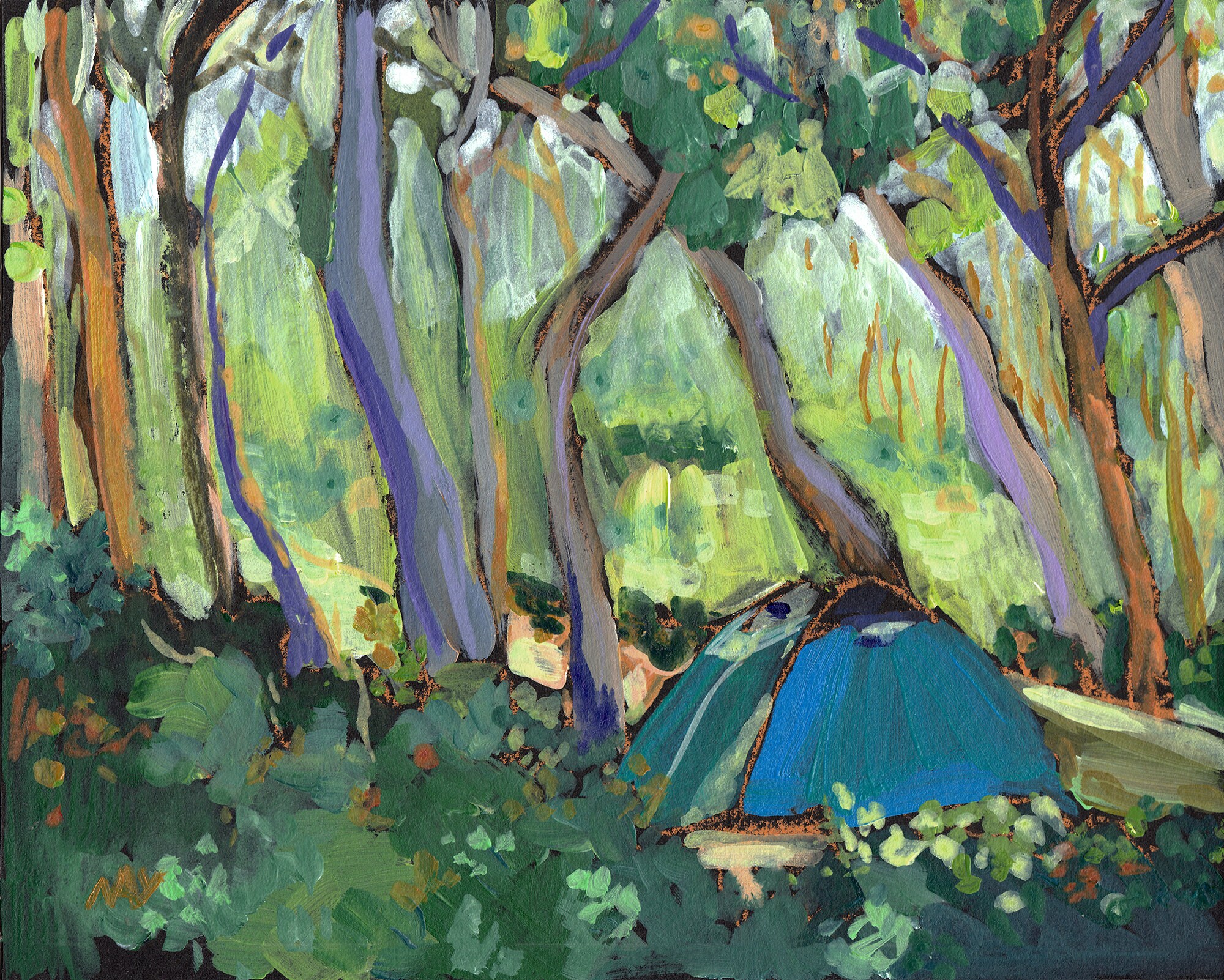 10x8 Blue Tent camping outdoors painting optimistic painting Etsy