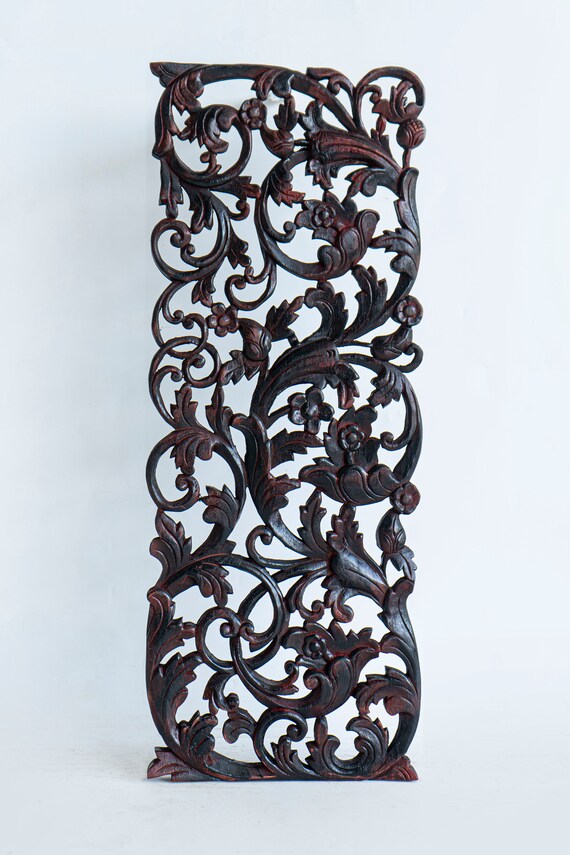 Wall Art Hanging Carved Panel Thick Reclaim Teak Wood Form Etsy