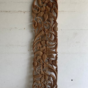 Limited Only! Single Teak Wood Wall Decorative Panel, Extra Thick Hand Carved Sculpture, California King Size Headboard Furniture, 72x18 in