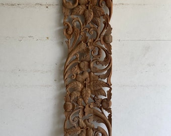 Limited Only! Single Teak Wood Wall Decorative Panel, Extra Thick Hand Carved Sculpture, California King Size Headboard Furniture, 72x18 in