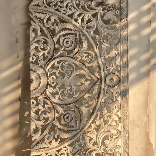 California King Size Bed Headboard Solid White Teak Wood Etsy