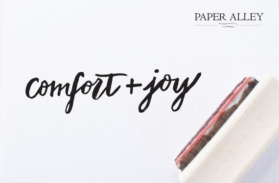 Comfort And Joy Rubber Stamp Brush Lettering Christmas Song Etsy