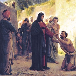 Healing of the Blind Man (1863) de Carl Bloch Greeting Card