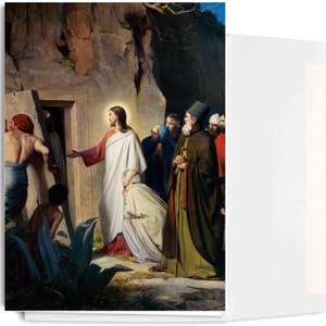 Knights River Publishing - Tarjetas de felicitación cristianas - Crianza de Lázaro - Pintura de Carl Bloch - Tarjetas 5x7 con sobres