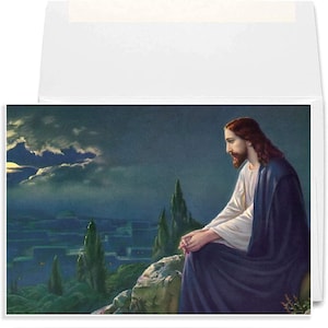 KnightsRiver Publishing - Tarjetas de felicitación cristianas - Cristo en el Monte de los Olivos - Giovanni (Josef Untersberger) - Tarjeta de 13x18 cm con sobre