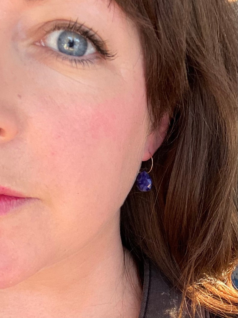 14k gold and Large Blue Sapphire Earrings