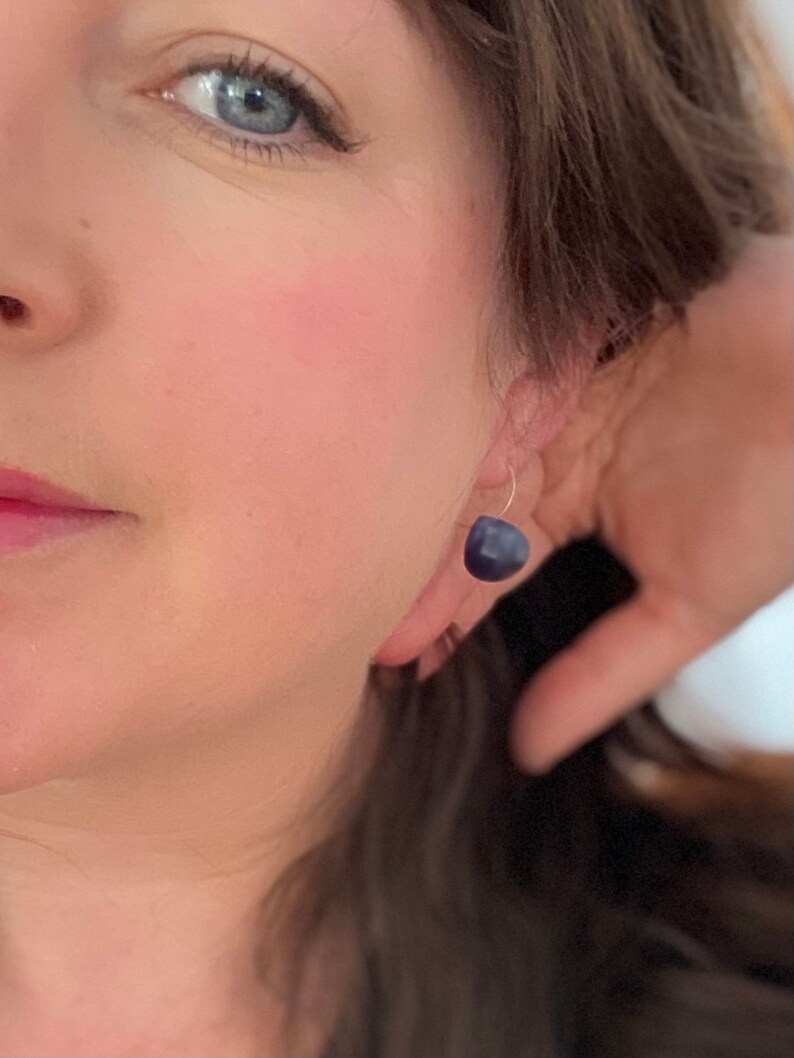 14k gold and Large Blue Sapphire Earrings