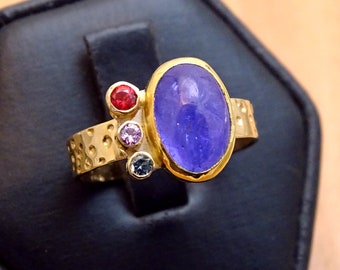 Tanzanite and Sapphire Gold Ring