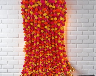 100 Pc Pom Pom Bell String Garland For Diwali And Christmas Decoration Decor Pom Pom Bells Christmas Tree Bell String, Wedding