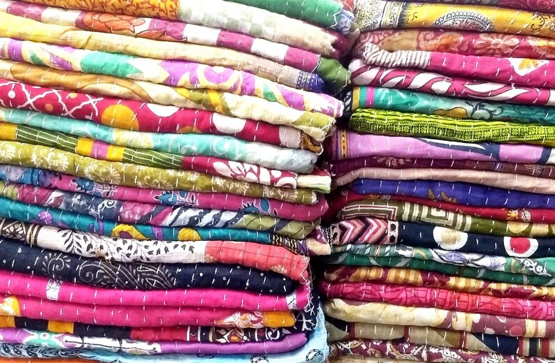 Wholesale Lot 5 Pieces Vintage Kantha Indian Reversible Cotton Etsy