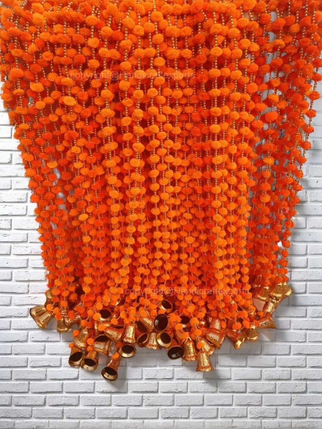 100 Pc Pom Pom Bell String Garland for Diwali and Christmas Decoration ...