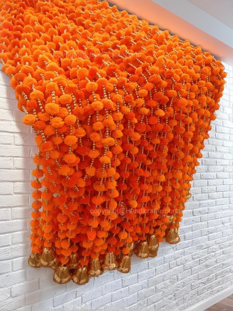 Bell String Garland for Decoration Wedding & Party Backdrop String, Pom ...