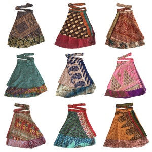 5 Pc Lot Indian Vintage Silk Wrap Skirt Women Beach Skirt Boho - Etsy