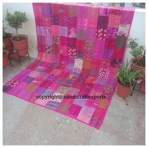Patchwork Silk Patola Quilt, Bed Cover,Size 90&quot; X 108&quot; silk