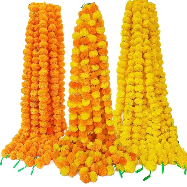 50 Pz VENDITA SU Fiore di calendula indiano Decorativo artificiale Deewali Corde di ghirlanda di fiori di calendula per la decorazione della festa nuziale di Natale