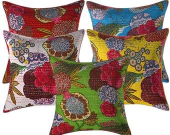 Hand stitched Indian Kantha Vintage cushion cover Indian cushion cover boho cushion throw pillow