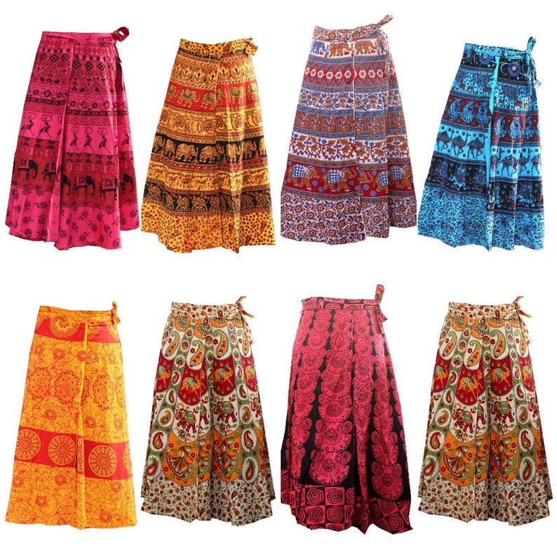 5 Pc Lot Wrap Skirt Colorful Long Skirt Women Gypsy Skirt Festival Flamenco Skirt Bohemian Skirt Indian Long Skirt Bohemian skirt Bohemian
