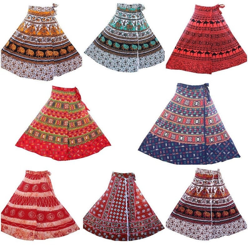 5 Pc Lot Wrap Skirt Colorful Long Skirt Women Gypsy Skirt Festival Flamenco Skirt Bohemian Skirt Indian Long Skirt Bohemian skirt Bohemian