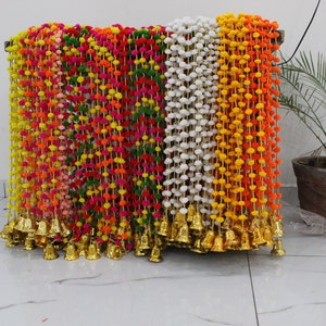 60 Pc Pom Pom Bell String Garland For Diwali And Christmas Decoration Decor Pom Pom Bells Christmas Tree Bell String, Wedding