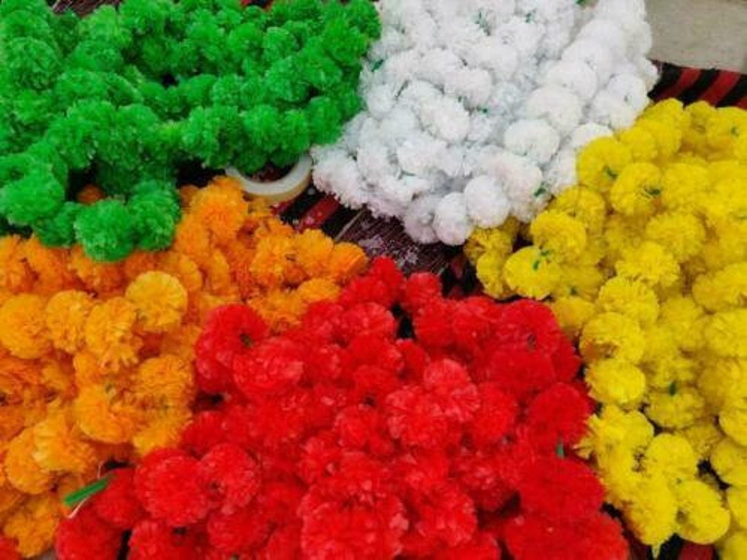100 Pcs Lot Artificial Decor Marigold Flower Garlands Vine Wedding