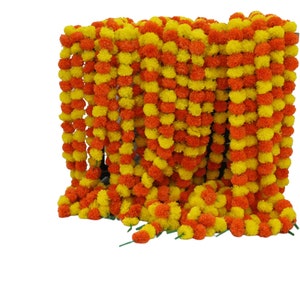 100 pezzi in vendita su colore indiano mix decorativo artificiale Deewali ghirlanda di fiori di calendula corde per la decorazione della festa nuziale di Natale Diwali immagine 4