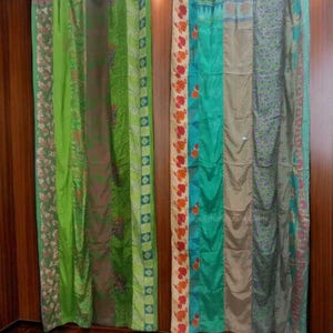 Boho Chic Silk Saree Curtains Handmade with Authentic Indian Fabrics