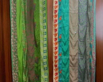 Boho Chic Silk Saree Curtains Handmade with Authentic Indian Fabrics