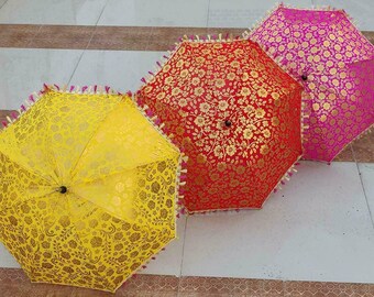 10 Pcs Decorative Mix Lot Indian Wedding Umbrella Handmade Women Sun Parasols