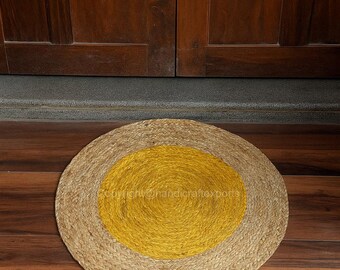 Handmade Natural Jute Rug | Eco-Friendly Door Mat | Boho Entryway Rug | Rustic Farmhouse Decor Custom Size Jute Mat 2x3 1.5x3 2x2 ft