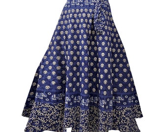 Wrap Maxi Long Reversible Skirt Cotton Long Skirt Boho Maxi Reversible Skirt Long Block print Indian Cotton Skirt Long full Bohemian Skirt