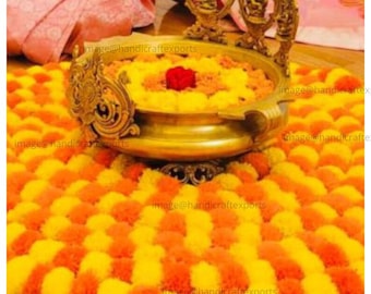 Guirnalda de 100 piezas de flores de caléndula para Navidad, color mango indio, artificial, decoración para bodas y fiestas.