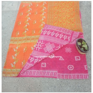 5 PC vintage quilt Indian Handmade Vintage Kantha Quilt Throw Reversible Blanket Bedspread Cotton Bohemian Quilt Coverlets Wholesale Lot